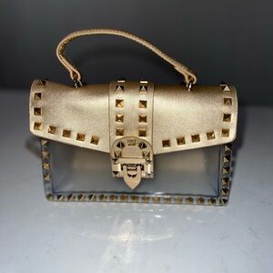Gold Studded Women's Clear Handbag